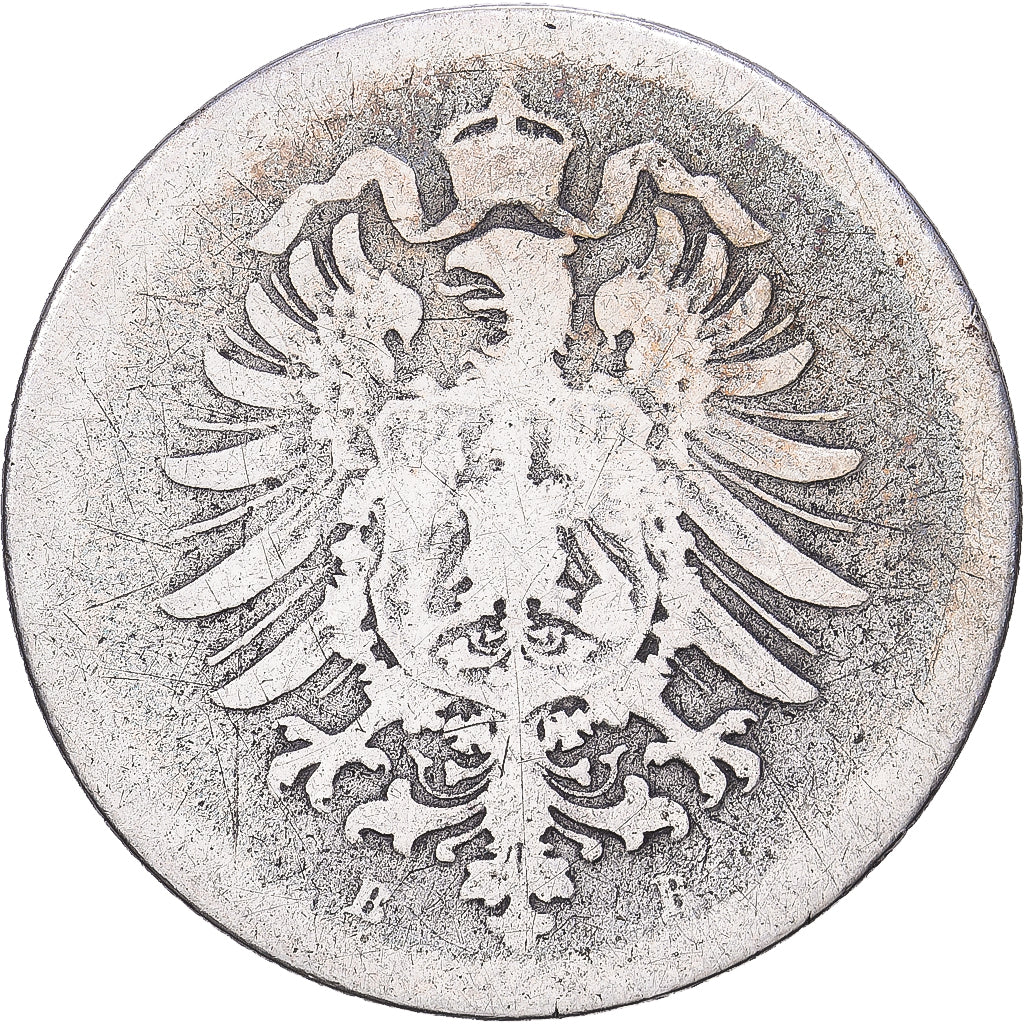 ALEMANHA - IMPÉRIO, Wilhelm I, 20 Pfennig, 1874, Hannover, Prata, VF(20-25)