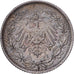 ALEMANIA - IMPERIO, 1/2 Mark, 1915, Muldenhütten, Plata, MBC, KM:17