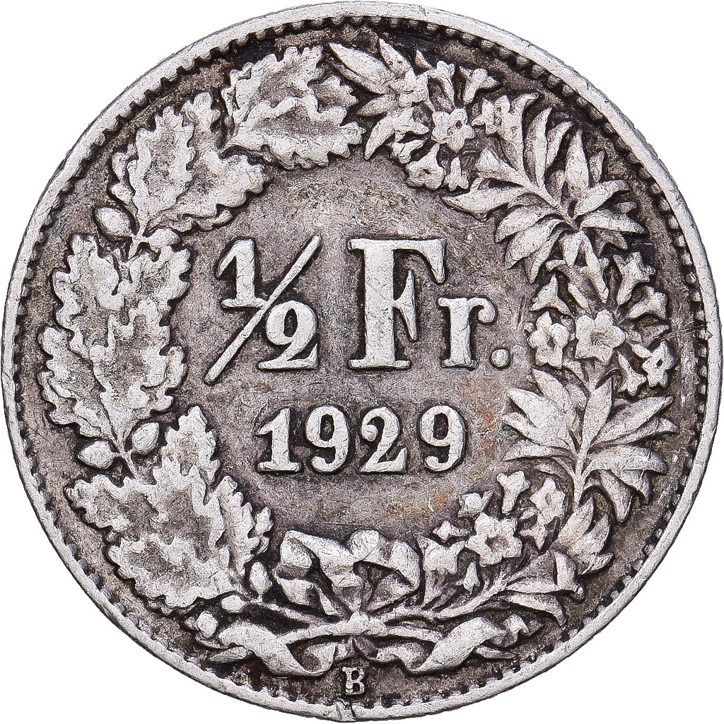 Zwitserland, 1/2 Franc, 1929, Bern, Zilver, ZF, KM:23