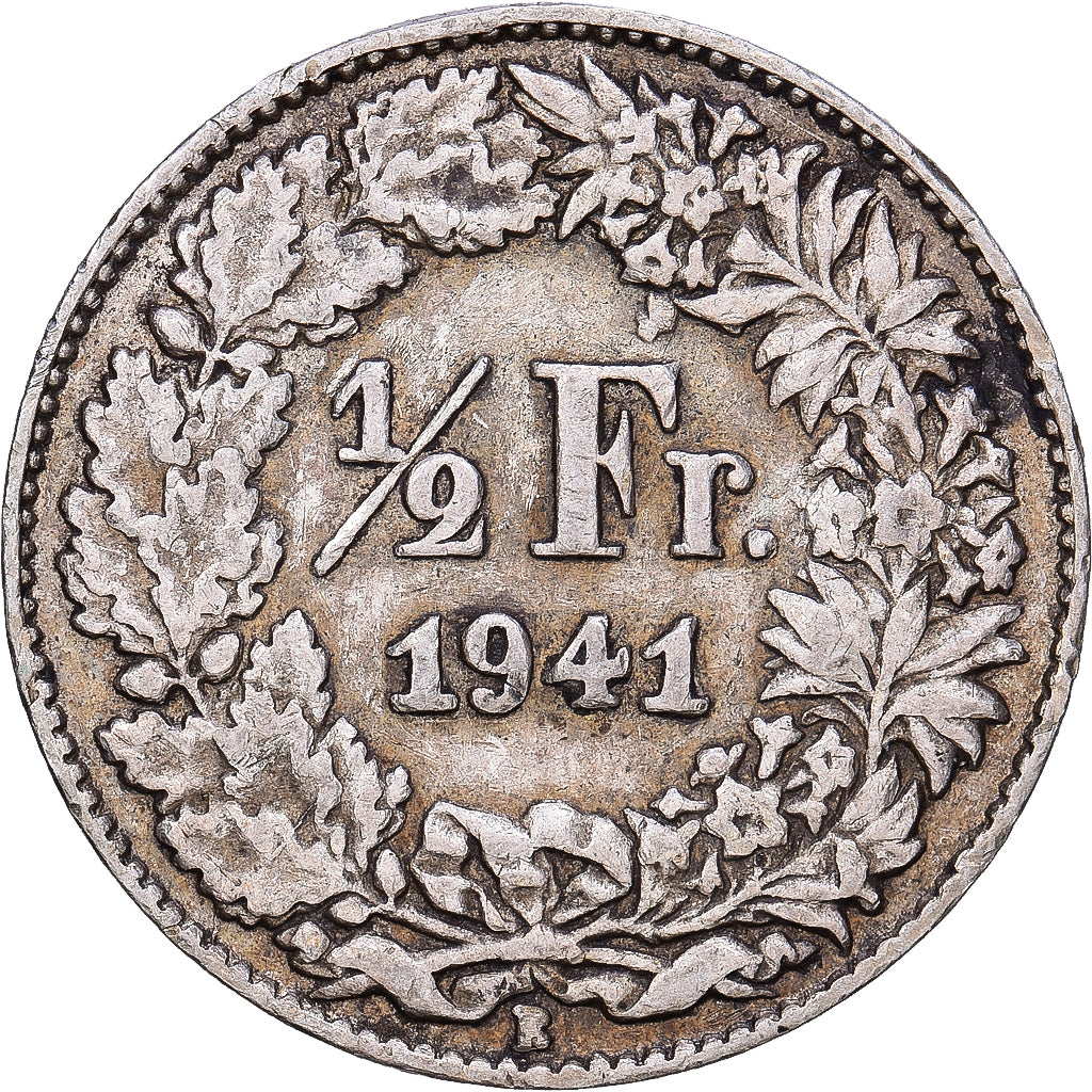 Svizzera, 1/2 Franc, 1941, Bern, Argento, BB, KM:23