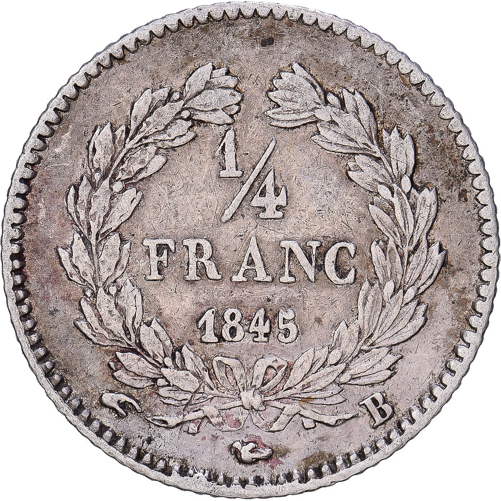 France, 1/4 Franc, Louis-Philippe, 1845, Rouen, Argent, TTB, Gadoury:355