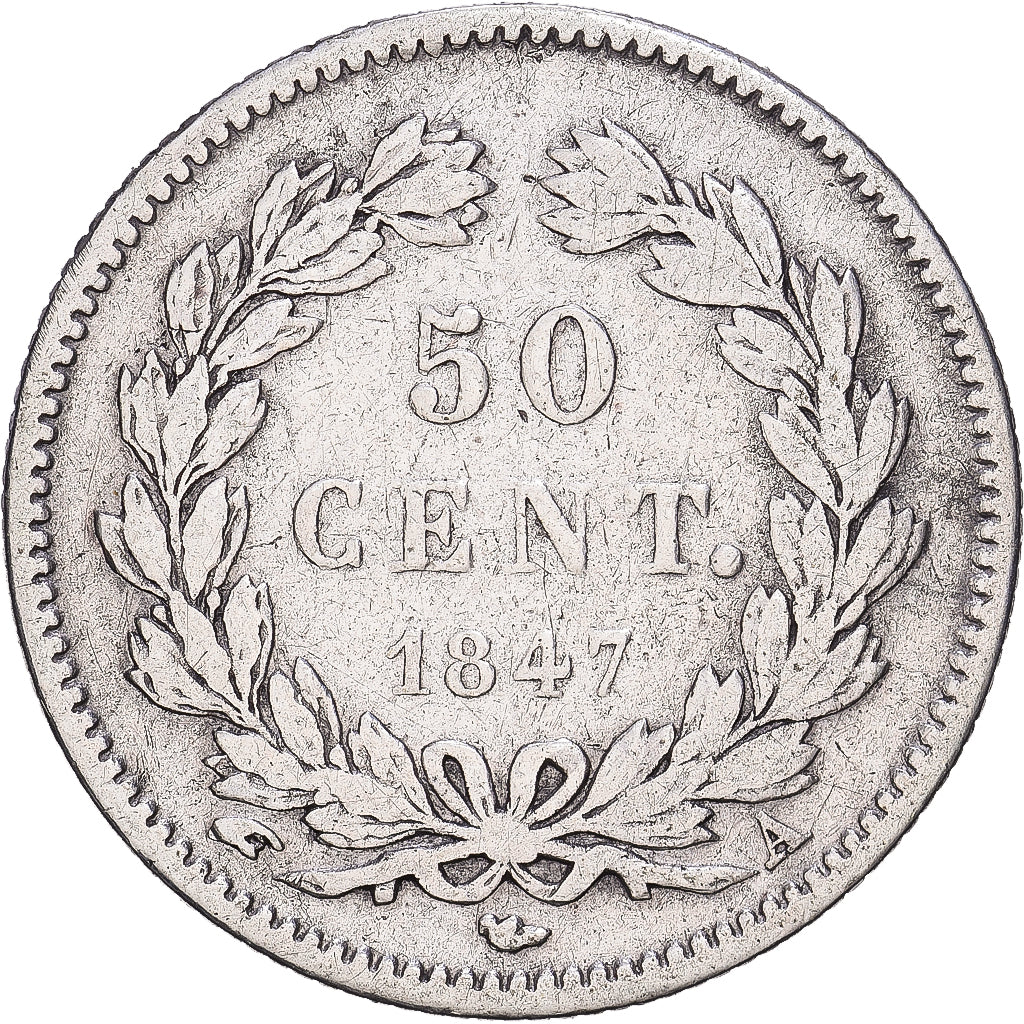 France, Louis-Philippe Ier, 50 Centimes, 1847, Paris, Argent, TB, Gadoury:410
