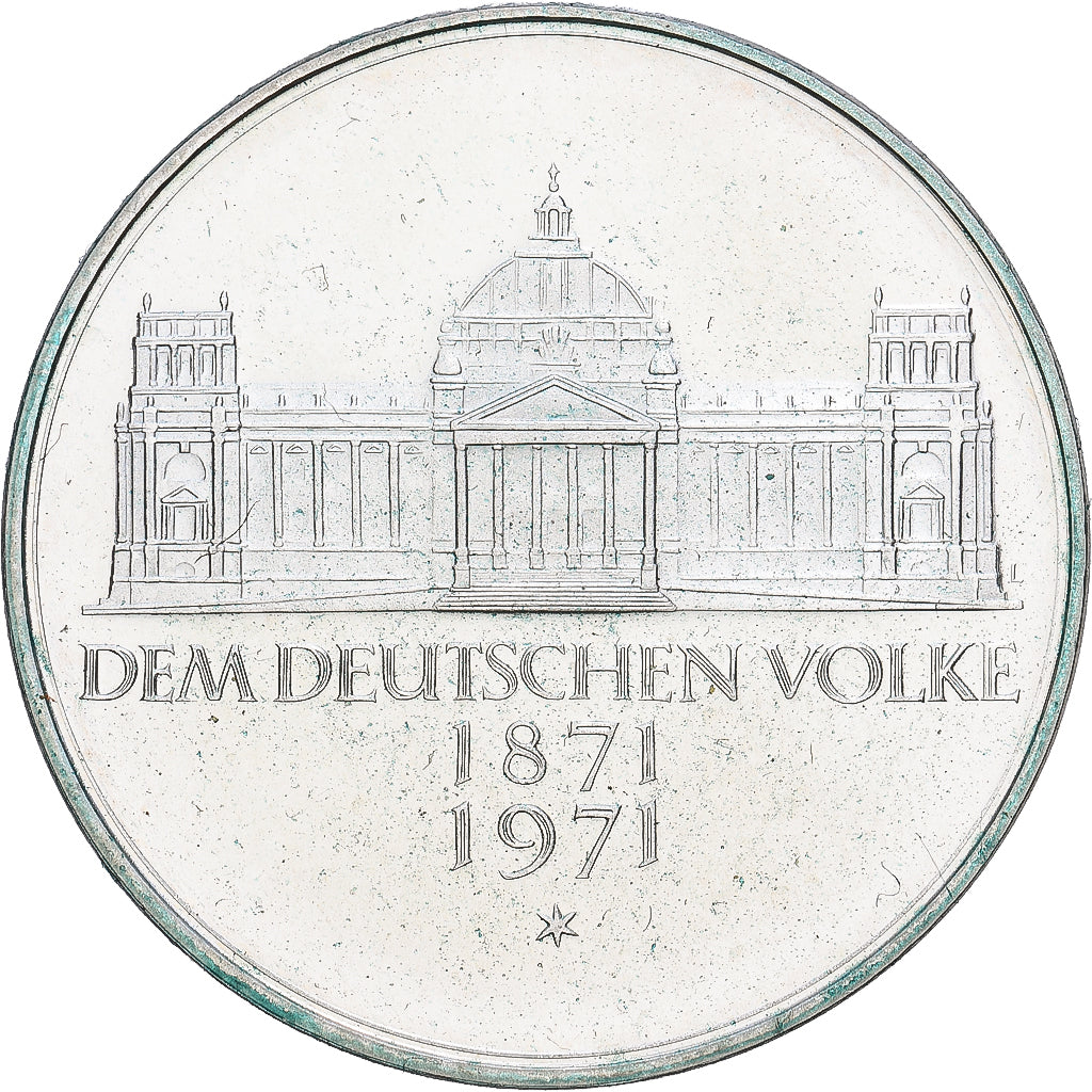 République fédérale d'Allemagne, 5 Mark, 1971, Karlsruhe, Argent, TTB+