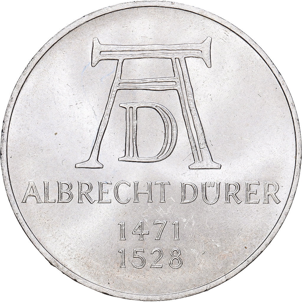 ALEMANHA - REPÚBLICA FEDERAL, 5 Mark, 1971, Munich, Prata, AU(55-58), KM:129