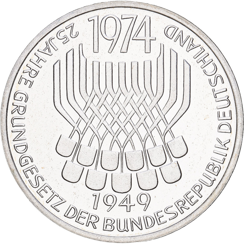 Bundesrepublik Deutschland, 5 Mark, 1974, Stuttgart, PP, Silber, UNZ, KM:138