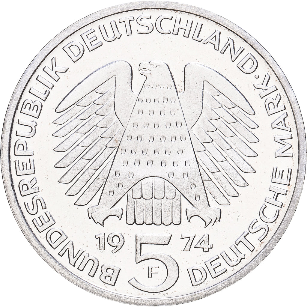 Bundesrepublik Deutschland, 5 Mark, 1974, Stuttgart, PP, Silber, UNZ, KM:138
