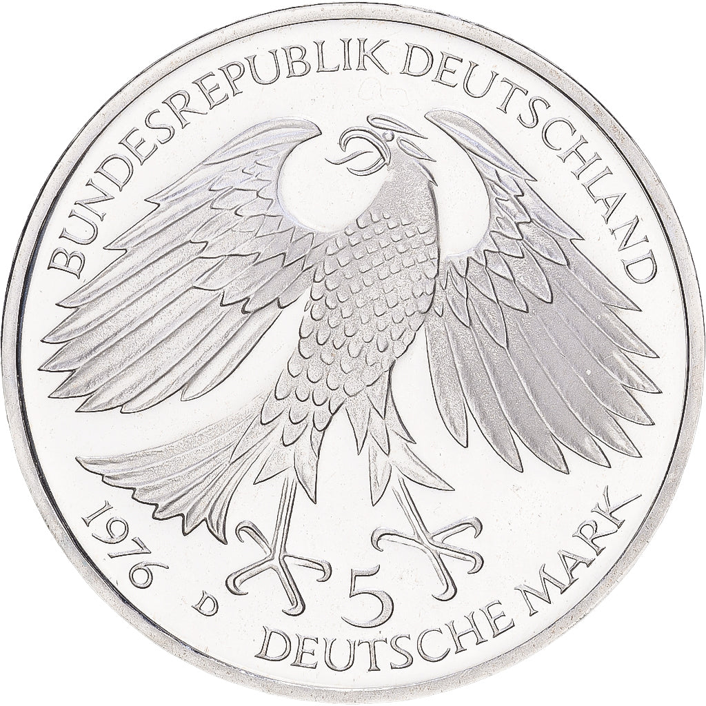 Niemcy - RFN, 5 Mark, 1976, Munich, Proof, Srebro, MS(63), KM:144