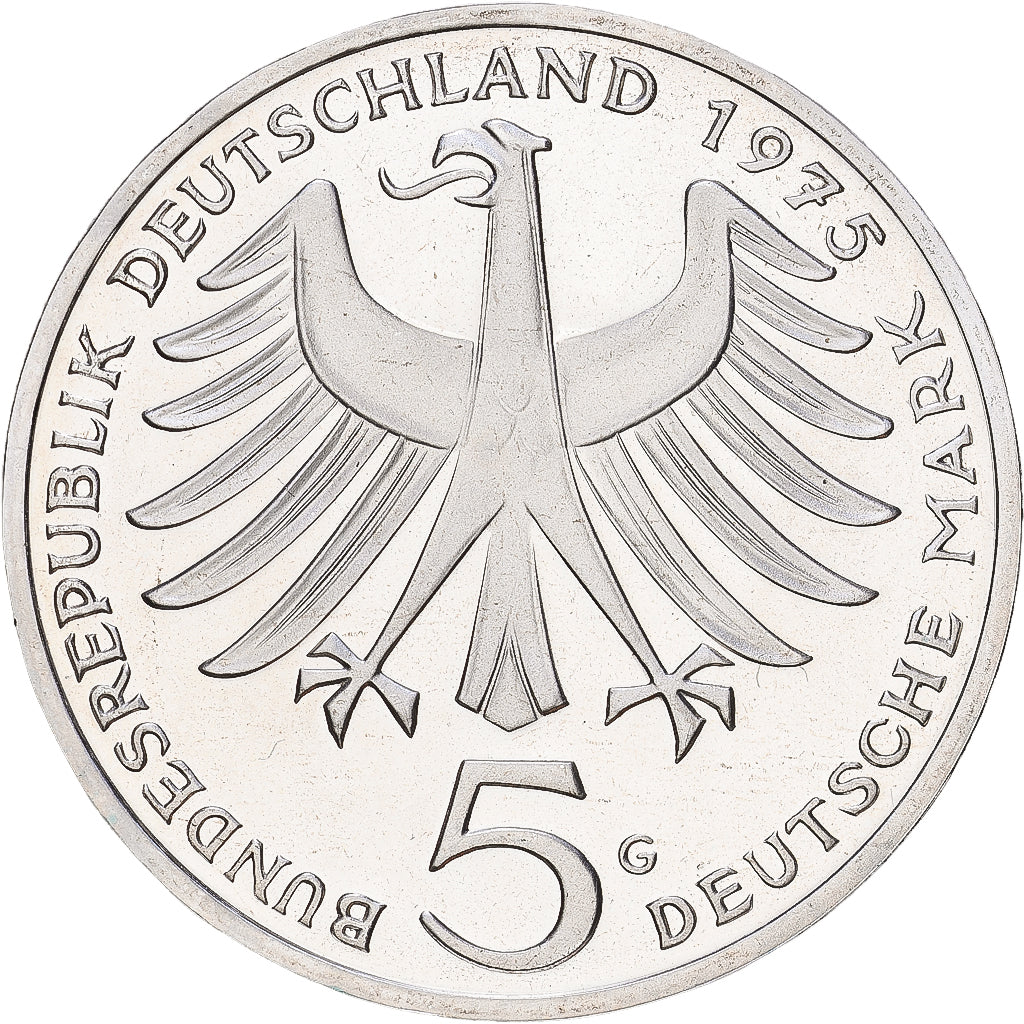 Federal Republic of Germany, 5 Mark, 1975, Karlsruhe, Proof, Silver, MS(64)