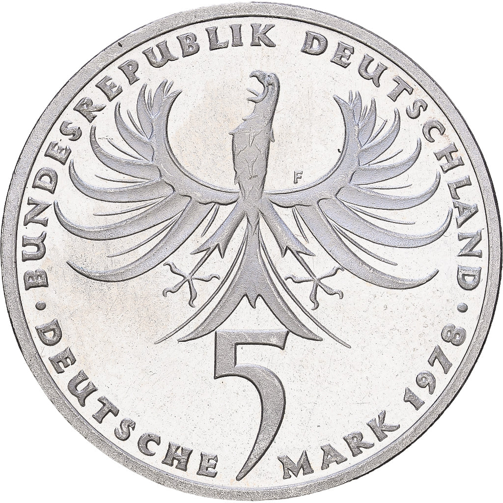 Bundesrepublik Deutschland, 5 Mark, 1978, Stuttgart, Silber, VZ, KM:148