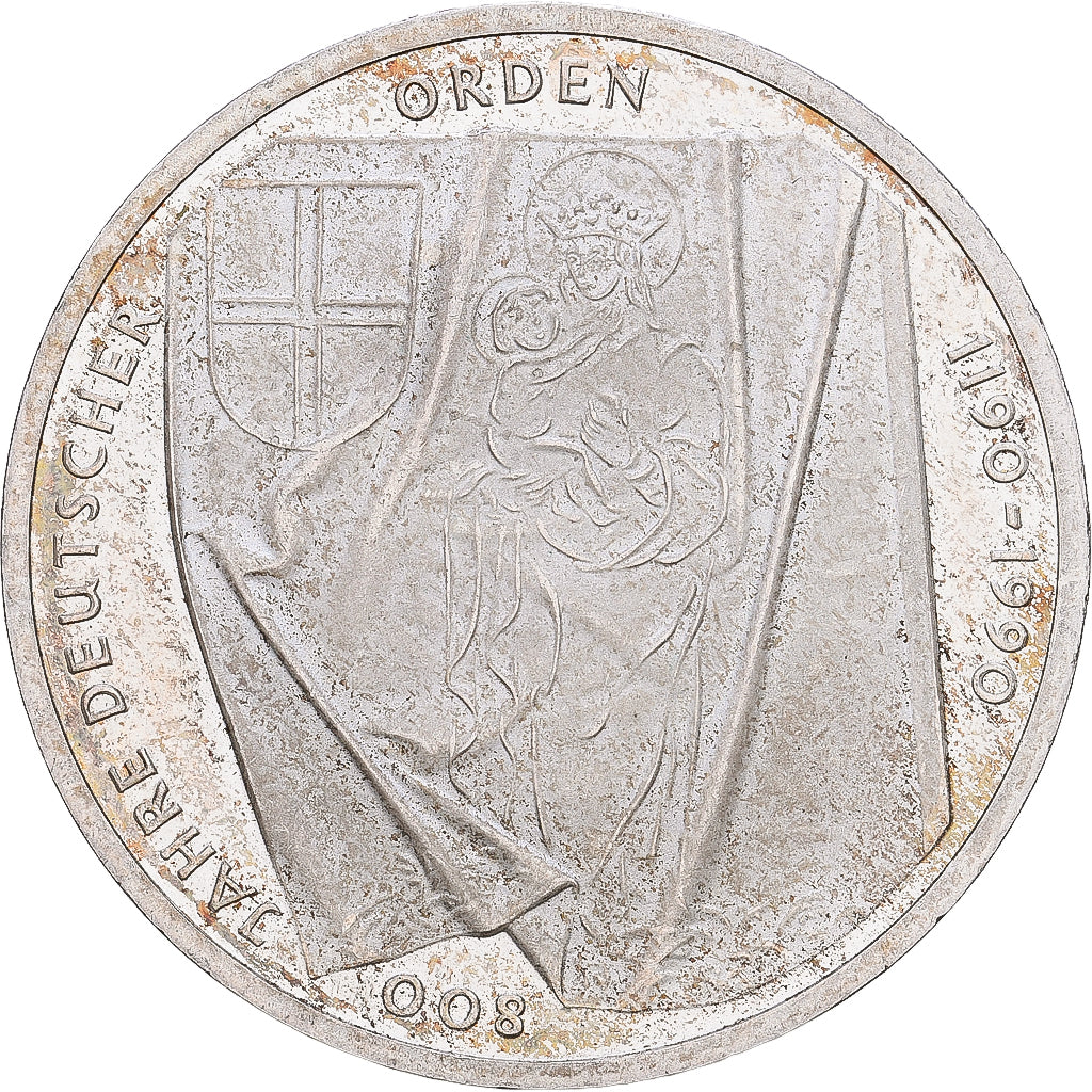 Federale Duitse Republiek, 10 Mark, 1990, Hamburg, Zilver, PR, KM:176