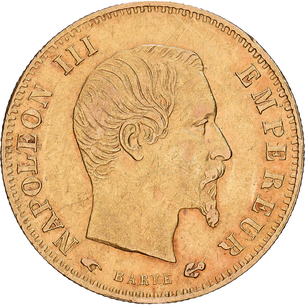 Frankrijk, Napoleon III, 5 Francs, Napoléon III, 1859, Strasbourg, Goud, ZF