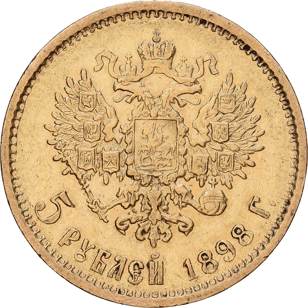 Russia, Nicholas II, 5 Roubles, 1898, St. Petersburg, Gold, EF(40-45), KM:62