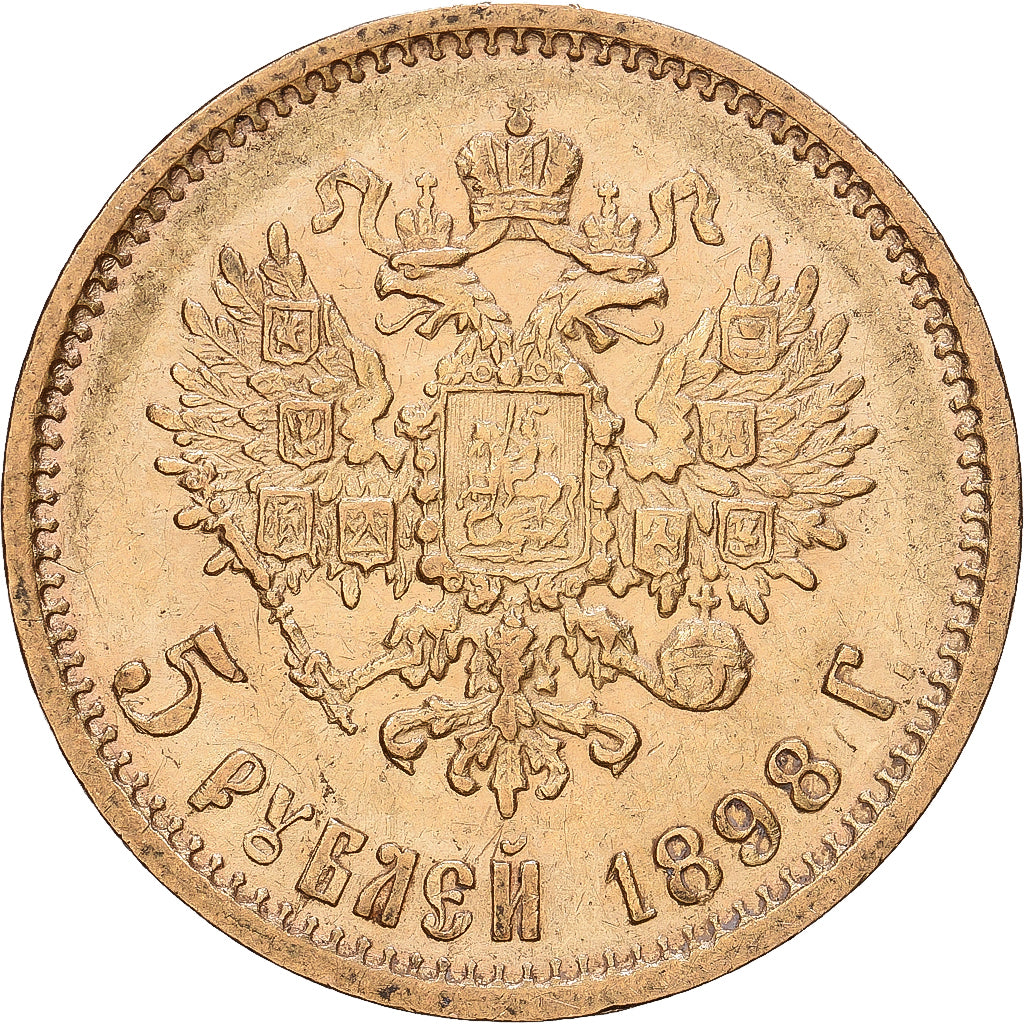 Russia, Nicholas II, 5 Roubles, 1898, St. Petersburg, Gold, EF(40-45), KM:62