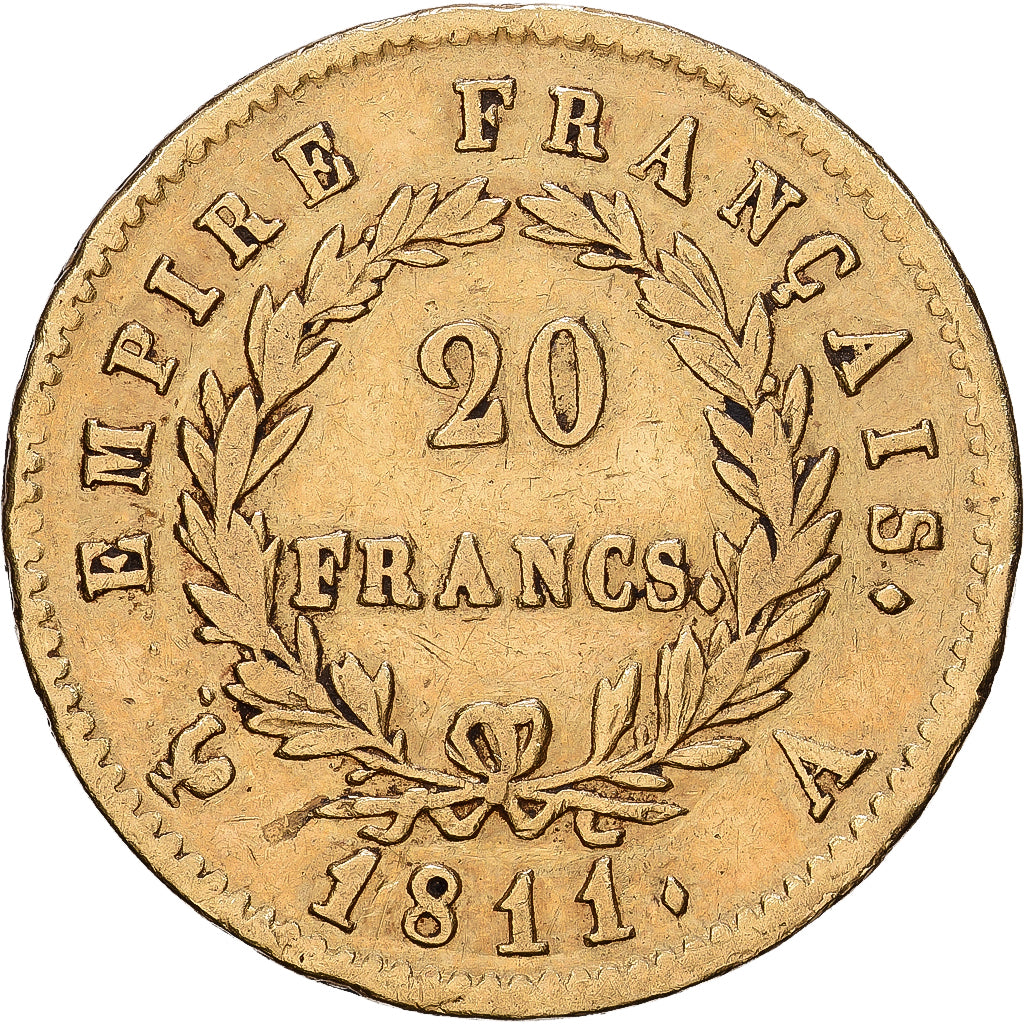 Frankrijk, 20 Francs, 1811, Paris, Goud, ZF, Gadoury:1025, KM:695.1