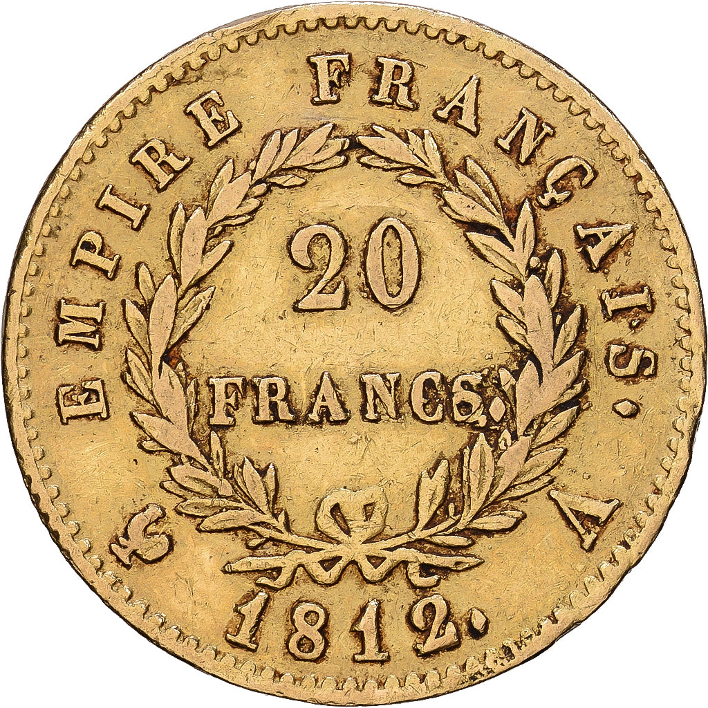 Frankrijk, Napoleon I, 20 Francs, 1812, Paris, Goud, ZF, Gadoury:1025, KM:695.1