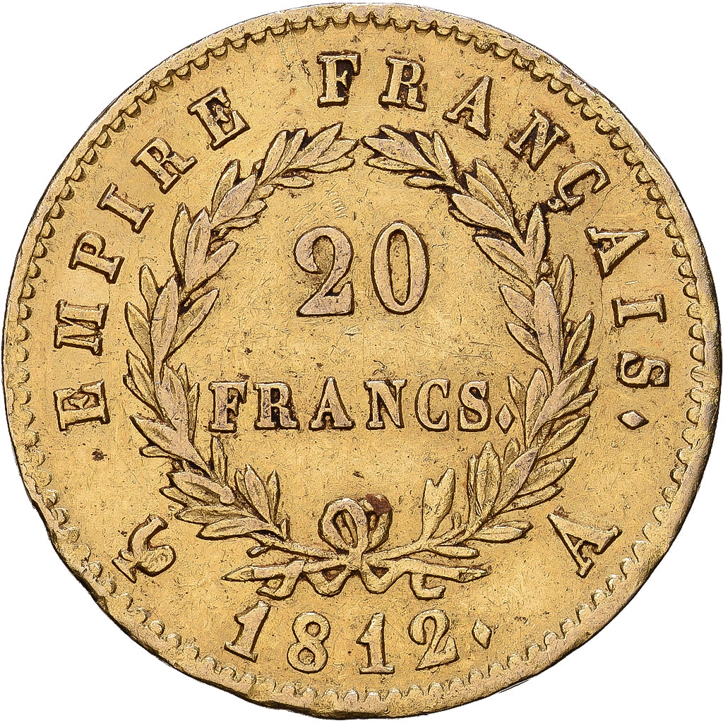 Frankrijk, Napoleon I, 20 Francs, 1812, Paris, Goud, ZF+, Gadoury:1025, KM:695.1