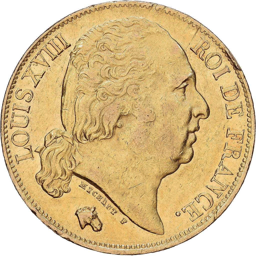 Frankrijk, Louis XVIII, 20 Francs, Louis XVIII, 1818, Lille, Goud, ZF+, KM:712.9
