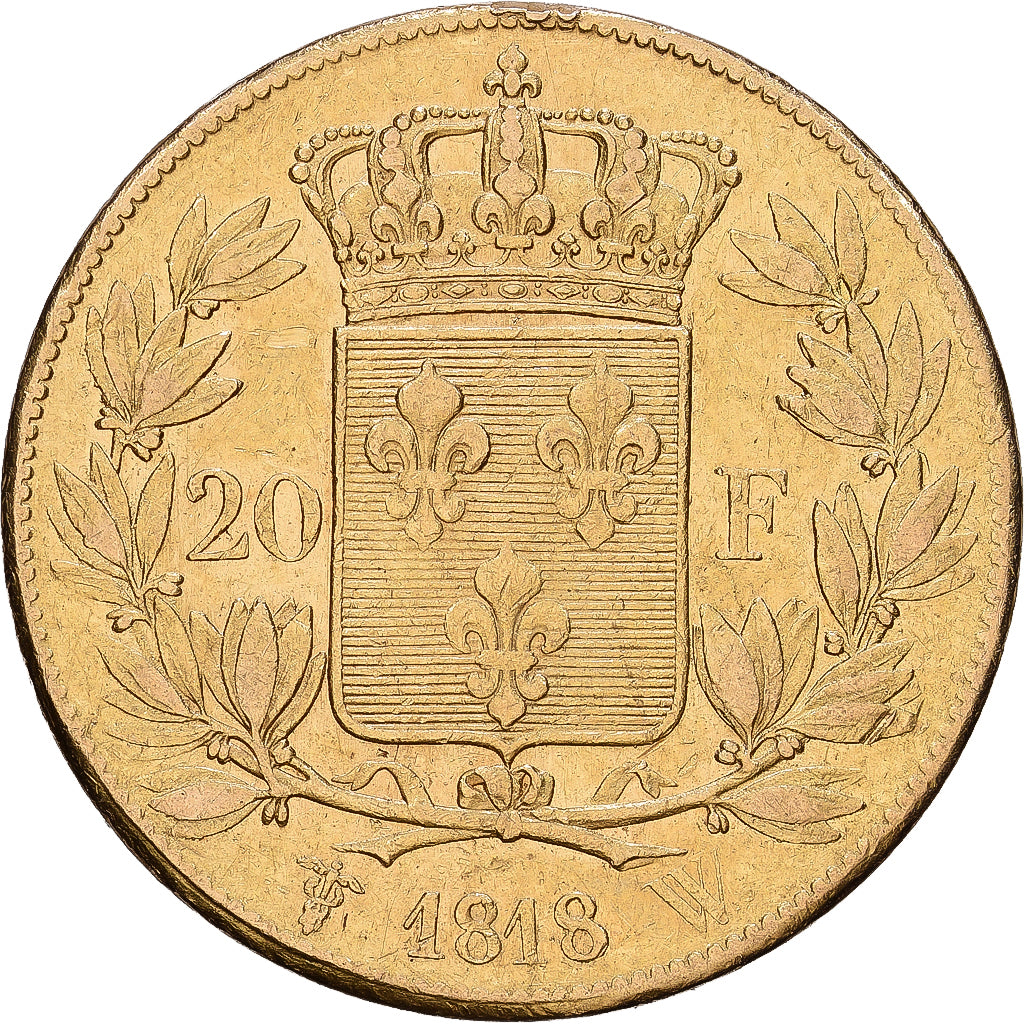 Frankrijk, Louis XVIII, 20 Francs, Louis XVIII, 1818, Lille, Goud, ZF+, KM:712.9