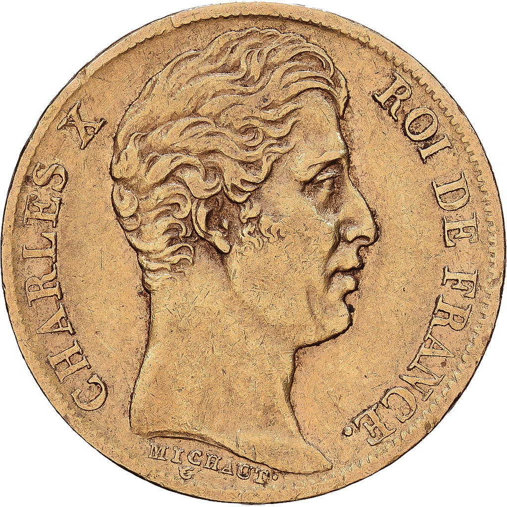 Frankrijk, 20 Francs, Charles X, 1828, Paris, Goud, ZF, Gadoury:1029, KM:726.1
