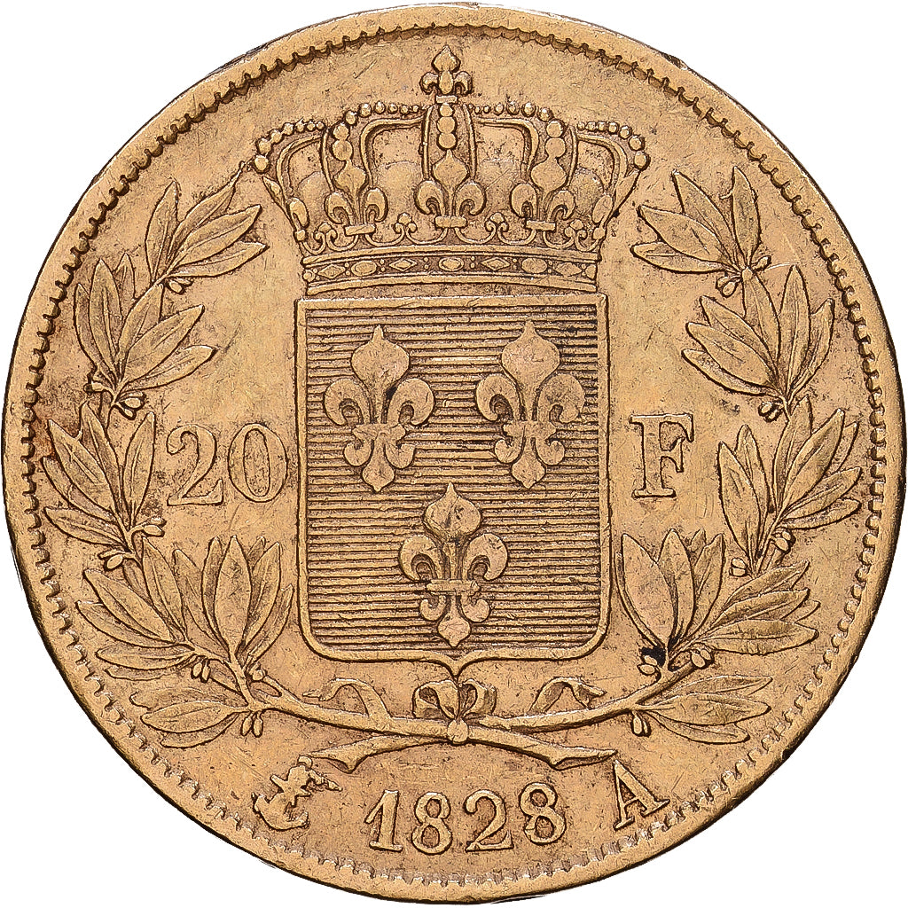 Frankrijk, 20 Francs, Charles X, 1828, Paris, Goud, ZF, Gadoury:1029, KM:726.1