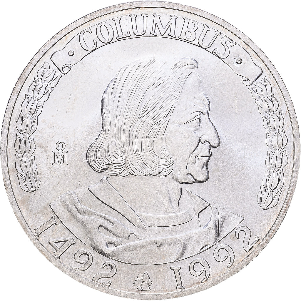 Messico, Onza, Troy Ounce of Silver, Colombus quincentenary, 1992, Argento, SPL-