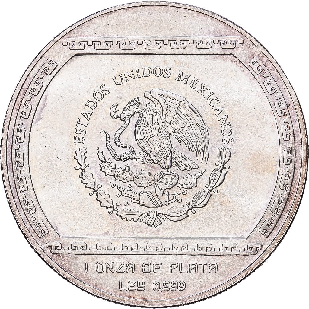 México, Onza, Troy Ounce of Silver, 1993, Mexico City, Prata, MS(63), KM:494.4