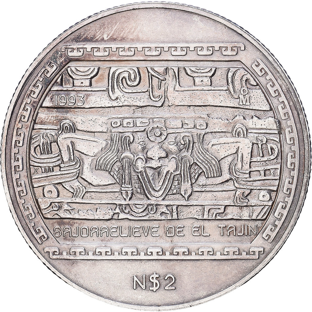Mexiko, 2 Nuevo Pesos, 1993, Mexico City, 1/2 Oz, Silber, VZ+, KM:568