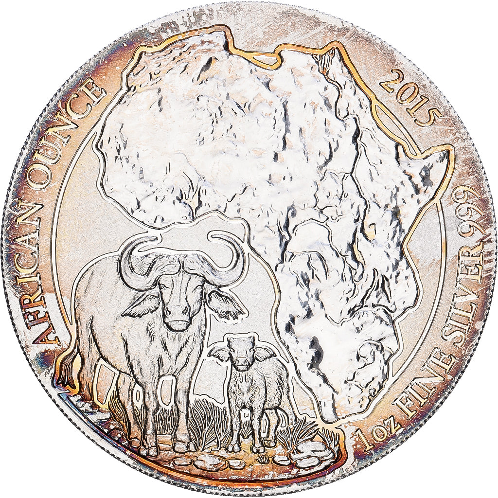 Rwanda, 50 Francs, Buffles, 2015, 1 Oz, Argent, SUP+