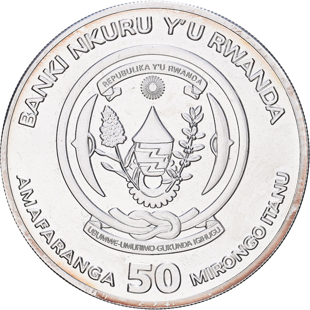 Rwanda, 50 Francs, Buffles, 2015, 1 Oz, Argent, SUP+