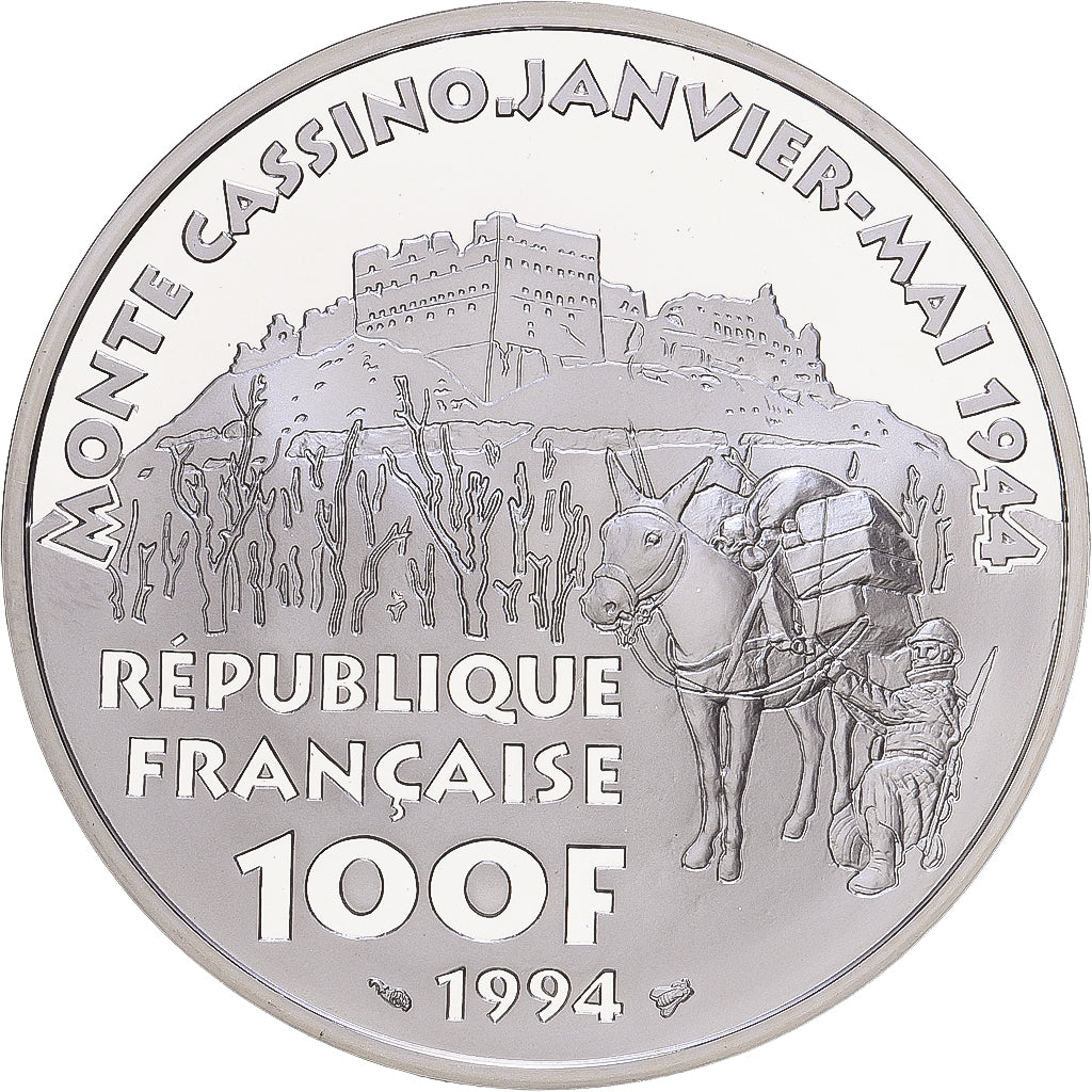 Moneta, Francia, Alphonse Juin, 100 Francs, 1994, BE, FDC, Argento, KM:1041