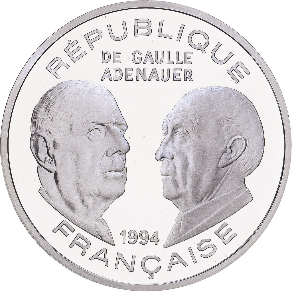 Francia, 100 Francs, De Gaulle - Adenauer, 1994, BE, Argento, FDC, Gadoury:C89