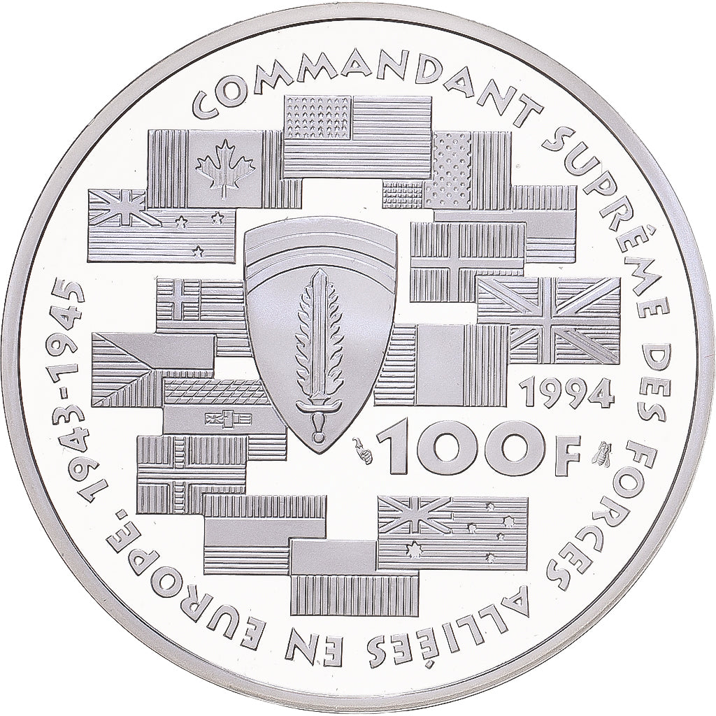 France, 100 Francs, Dwight David Eisenhower, 1994, Paris, Argent, FDC, KM:1042