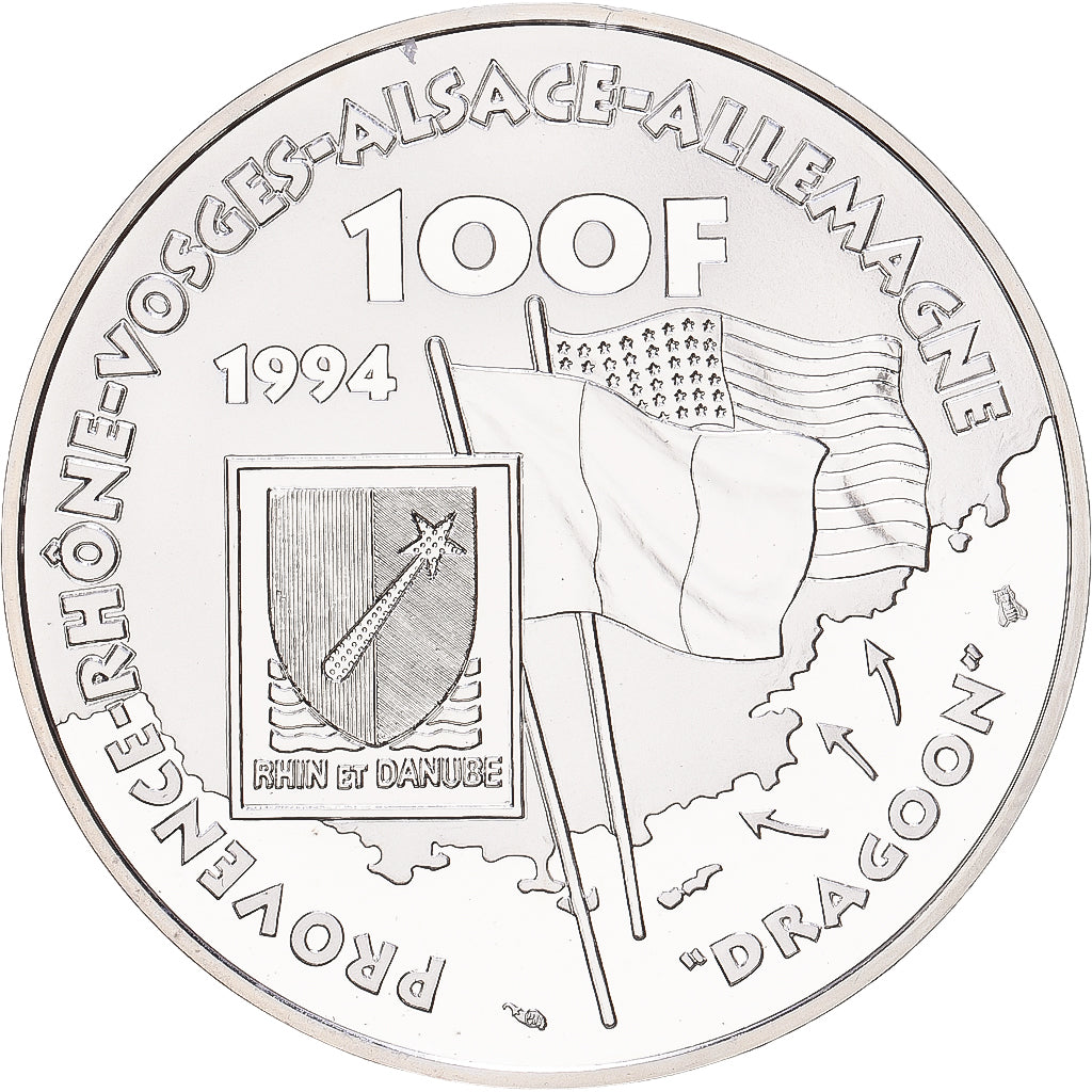 Frankrijk, 100 Francs, De Lattre de Tassigny, 1994, Paris, Zilver, FDC, KM:1044