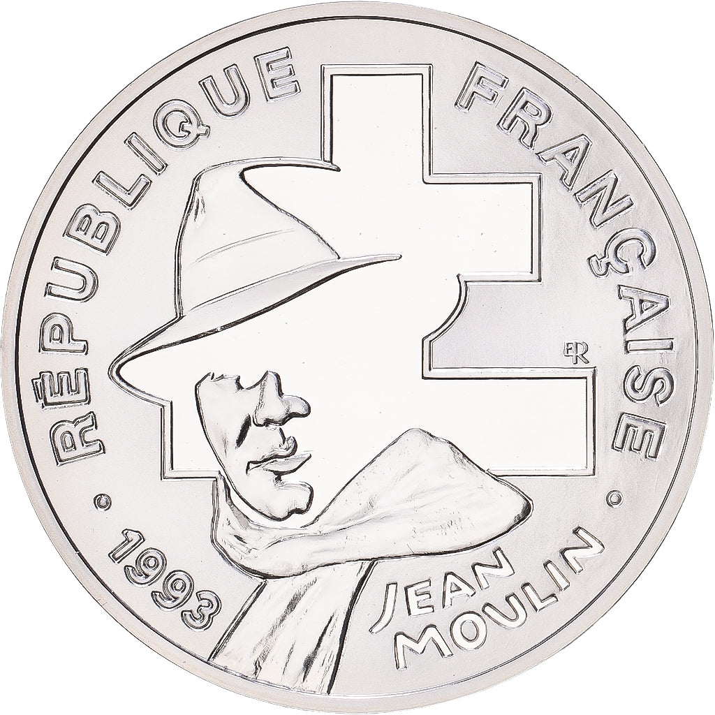 Frankreich, 100 Francs, Jean Moulin, 1993, Paris, Silber, STGL, KM:1023
