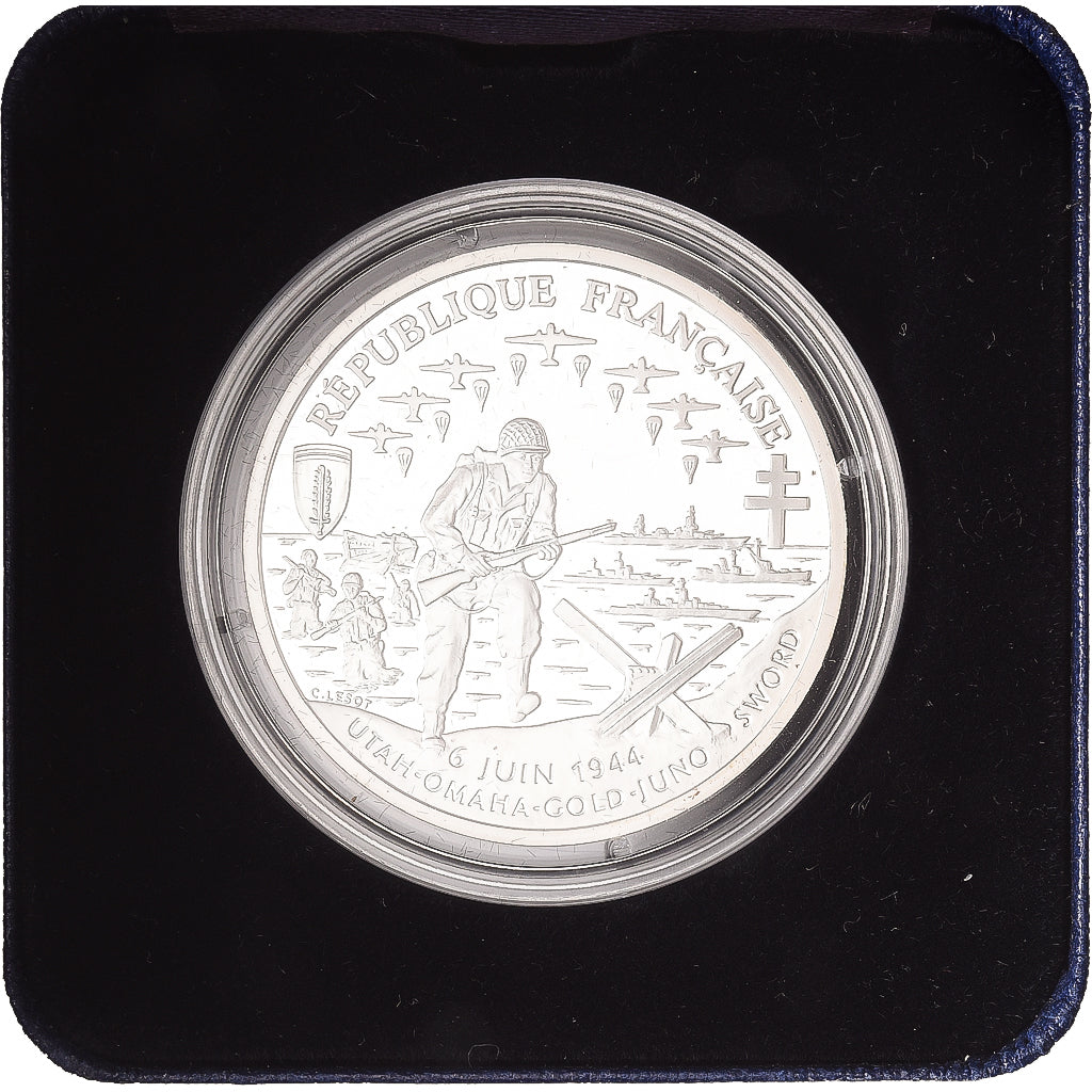 Frankrijk, Franc, Débarquement allié, 1993, Monnaie de Paris, Proof, Zilver