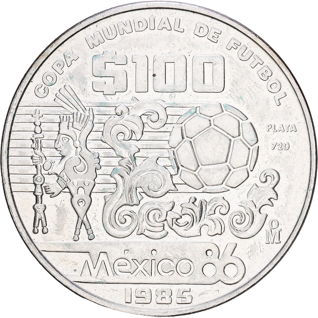 Mexico, 100 Pesos, 1985, Mexico City, Silver, AU(55-58), KM:499