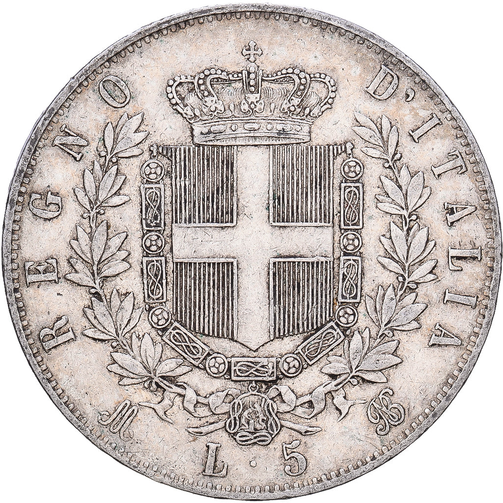 Itália, Vittorio Emanuele II, 5 Lire, 1875, Milan, Prata, EF(40-45), KM:8.3