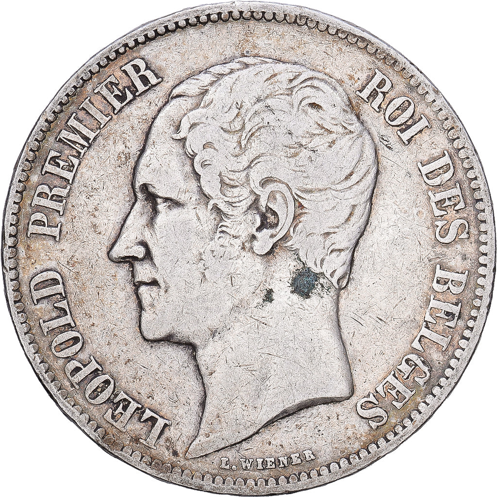Bélgica, Leopold I, 5 Francs, 5 Frank, 1849, Plata, BC+, KM:17