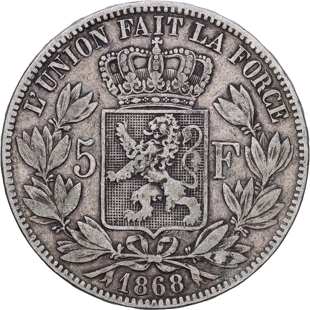 Belgique, Leopold II, 5 Francs, 5 Frank, 1868, Bruxelles, Argent, TB+, KM:24