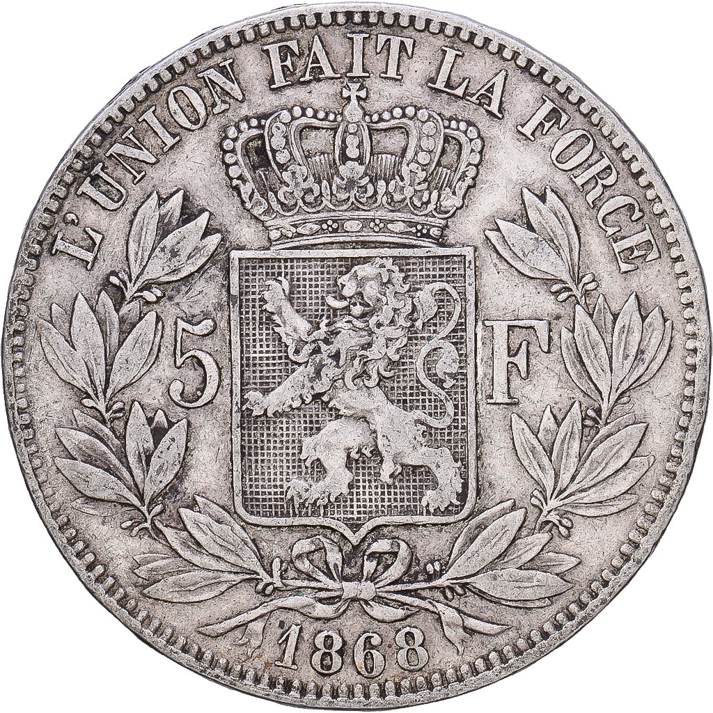 Belgique, Leopold II, 5 Francs, 5 Frank, 1868, Bruxelles, Argent, TTB, KM:24