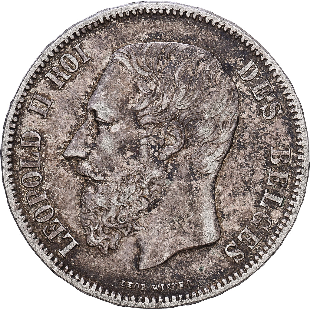 Bélgica, Leopold II, 5 Francs, 5 Frank, 1869, Prata, VF(30-35), KM:24