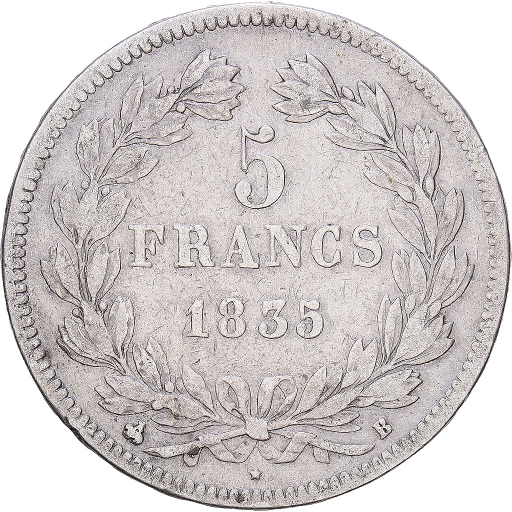 France, 5 Francs, Louis-Philippe, 1835, Rouen, Argent, TB+, Gadoury:678