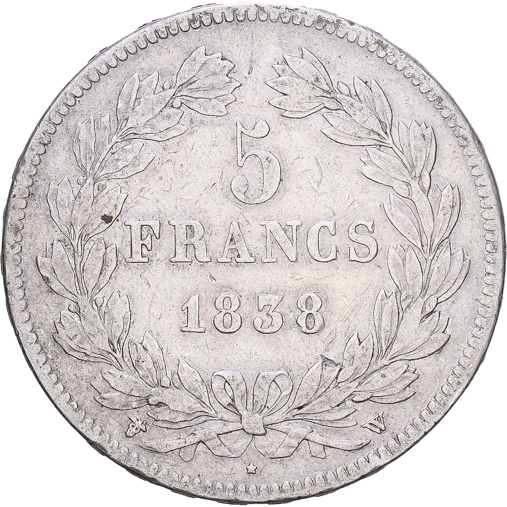 Coin, France, Louis-Philippe, 5 Francs, 1838, Lille, VF(30-35), Silver