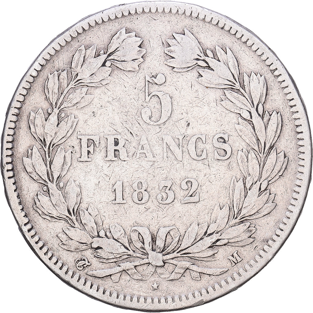 Monnaie, France, Louis-Philippe, 5 Francs, 1832, Toulouse, TB, Argent