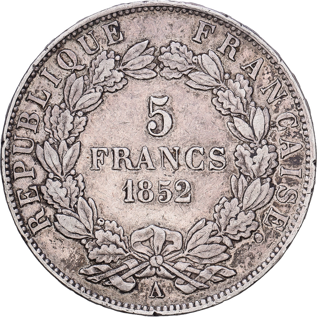 France, 5 Francs, Napoléon III, 1852, Paris, Silver, VF(30-35), Gadoury:726