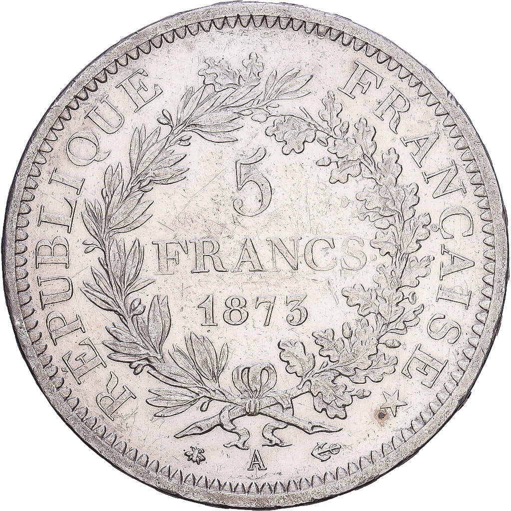 France, 5 Francs, Hercule, 1873, Paris, Argent, TTB+, Gadoury:745a, KM:820.2