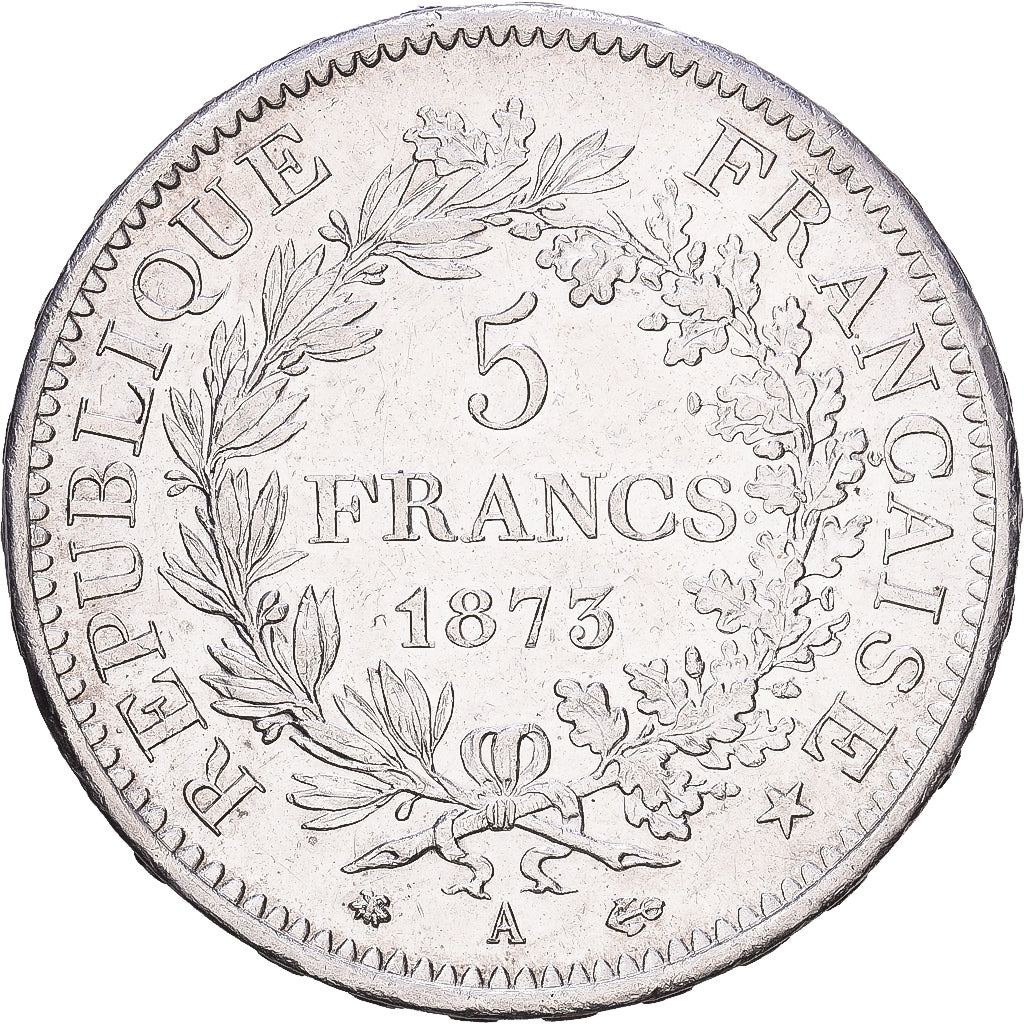 Frankrijk, 5 Francs, Hercule, 1873, Paris, Zilver, PR, Gadoury:745a, KM:820.2