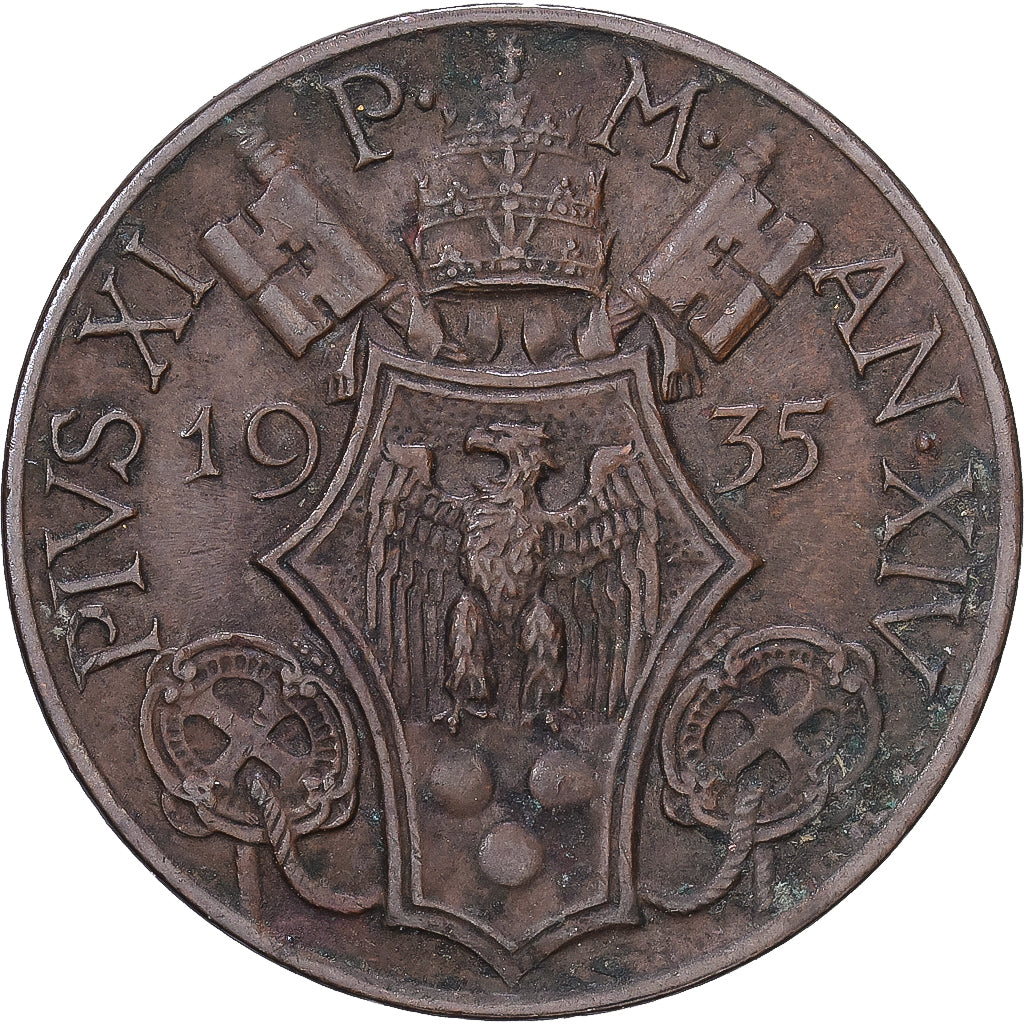 Coin, VATICAN CITY, Pius XI, 10 Centesimi, 1935, AU(50-53), Bronze, KM:2