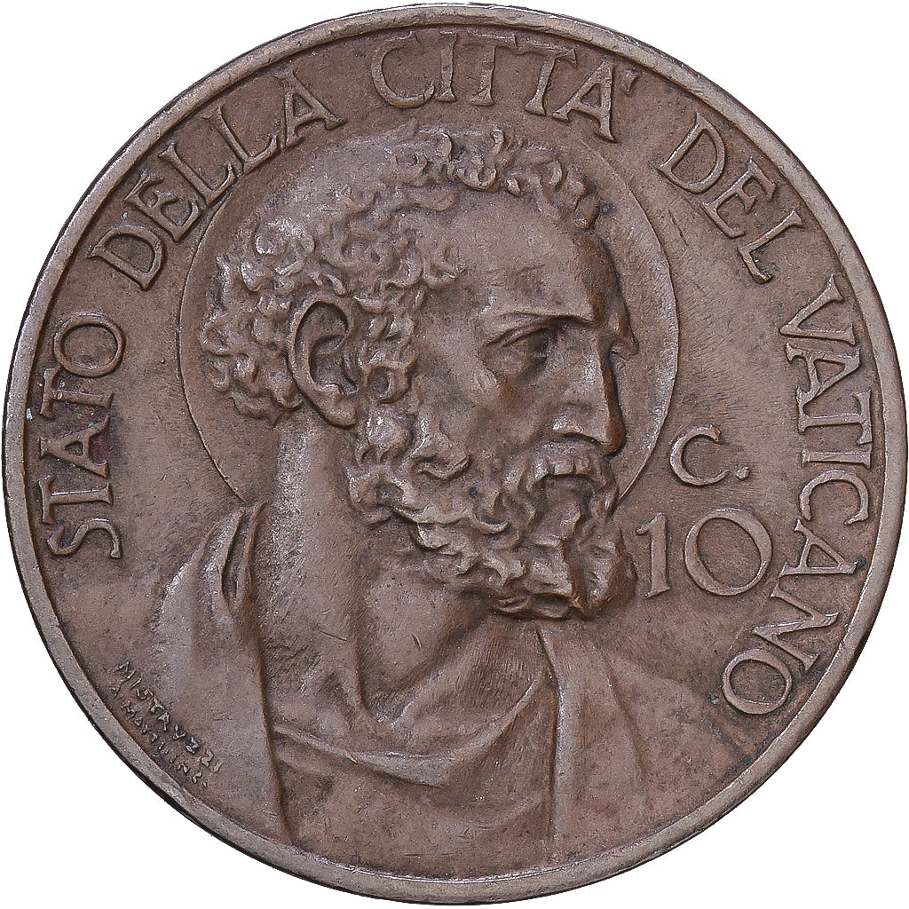 Coin, VATICAN CITY, Pius XI, 10 Centesimi, 1935, AU(50-53), Bronze, KM:2