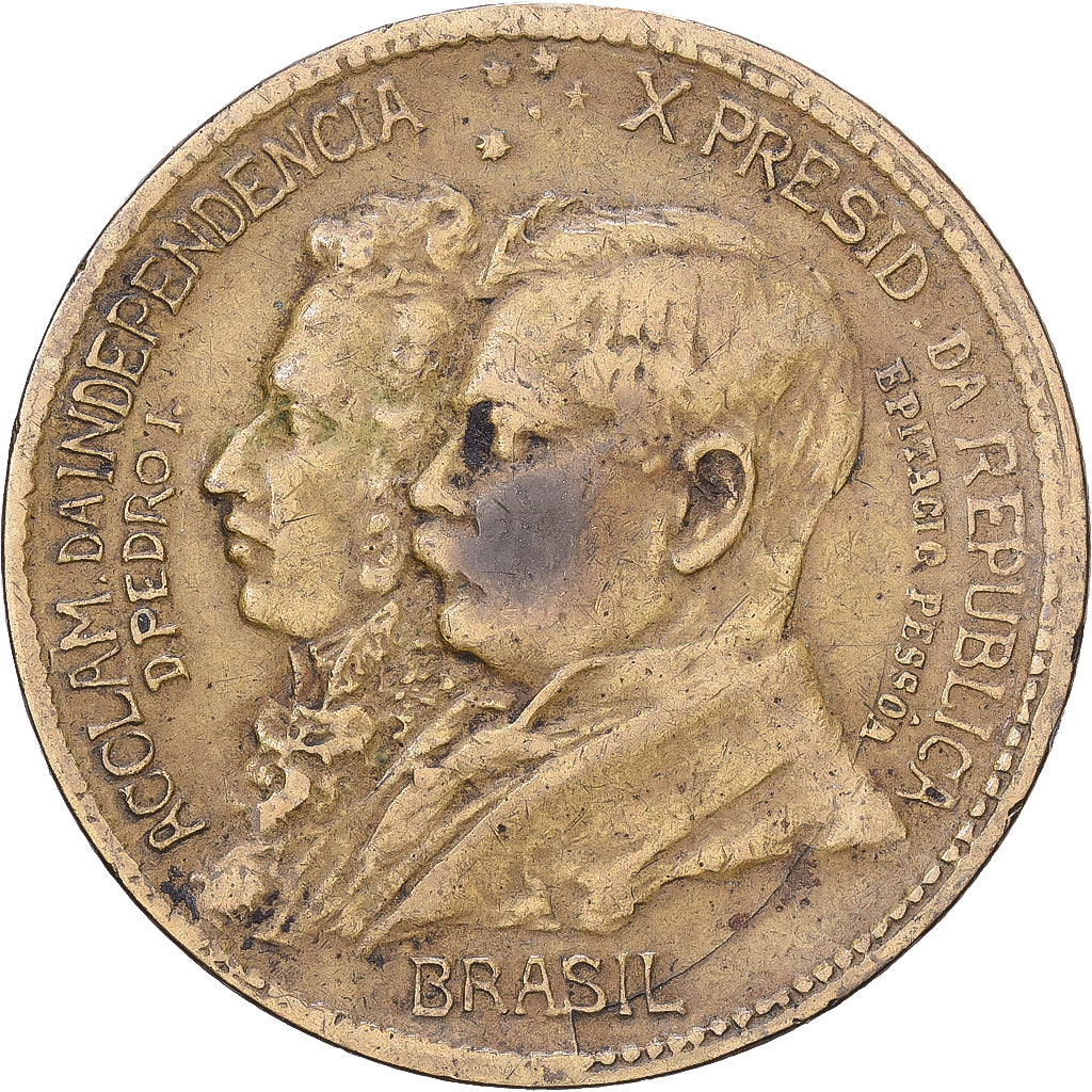 Brasil, 1000 Reis, 1922, Alumínio-Bronze, VF(30-35), KM:522.1